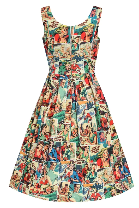 Amanda Vintage Comic Print Dress