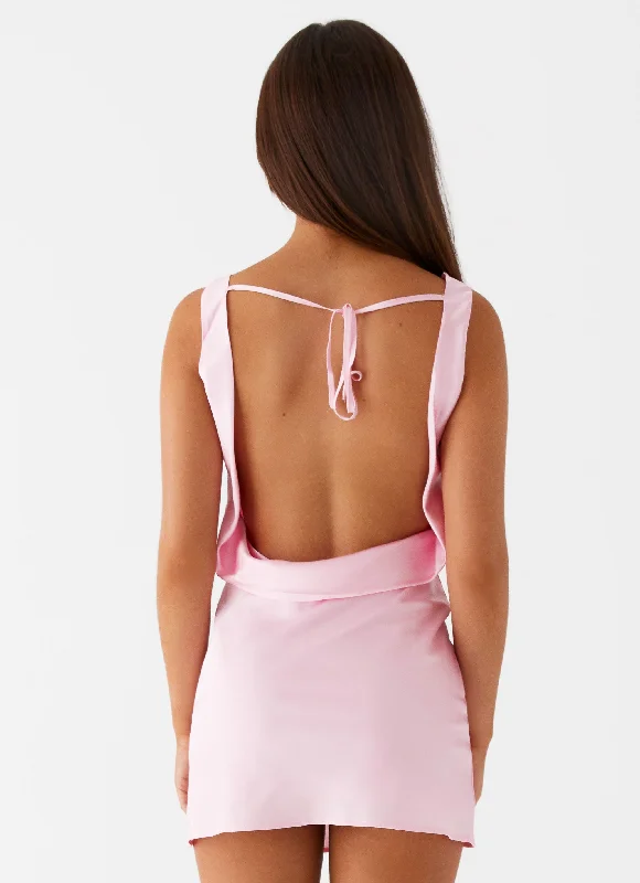 Be Mine Satin Mini Dress - Pink