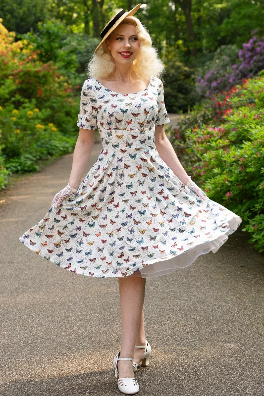 Brenda White Butterfly Collection 50s Style Dress