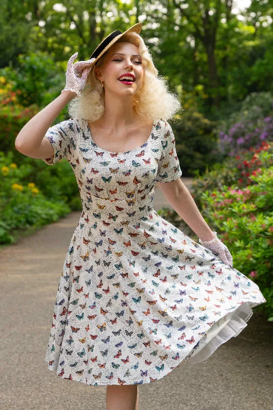 Brenda White Butterfly Collection 50s Style Dress