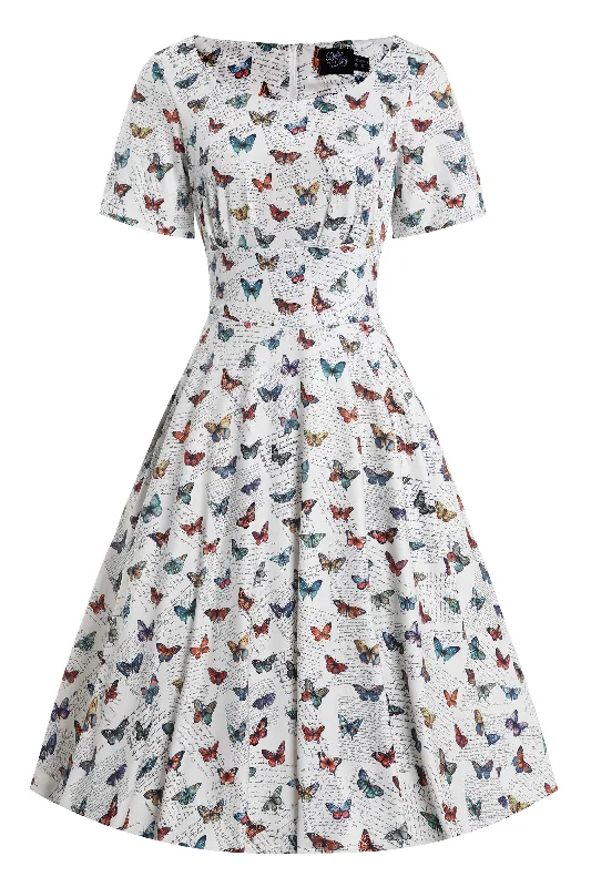 Brenda White Butterfly Collection 50s Style Dress