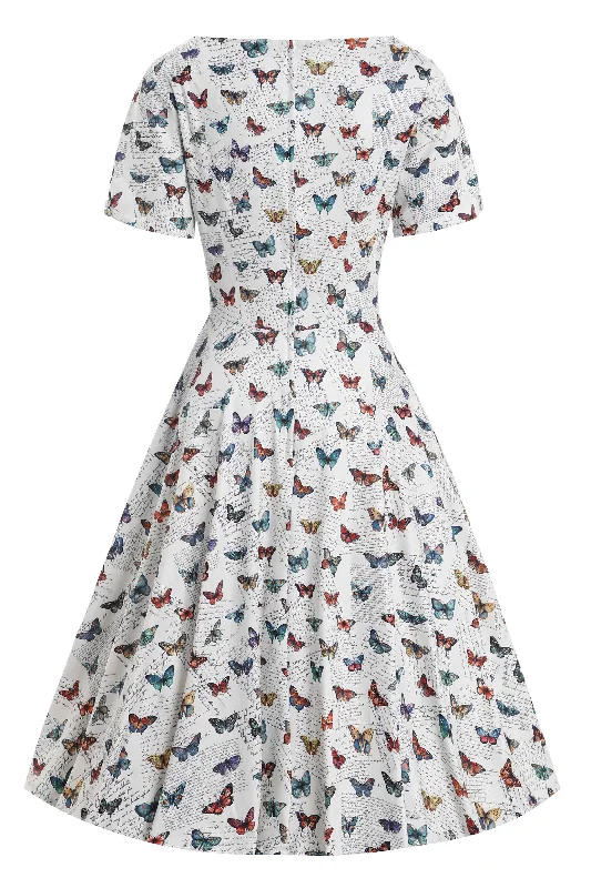 Brenda White Butterfly Collection 50s Style Dress