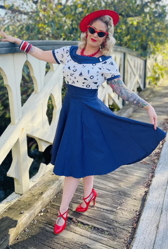 Darlene Nautical Navy & White Swing Dress