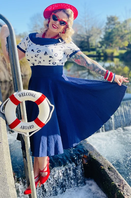 Darlene Nautical Navy & White Swing Dress