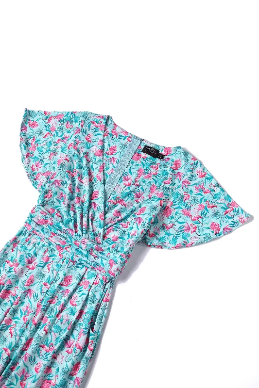 Esther Pink Flamingo Baby Blue Jumpsuit