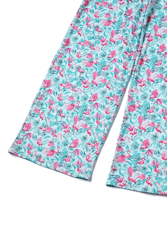 Esther Pink Flamingo Baby Blue Jumpsuit