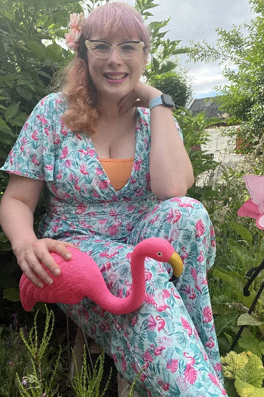 Esther Pink Flamingo Baby Blue Jumpsuit