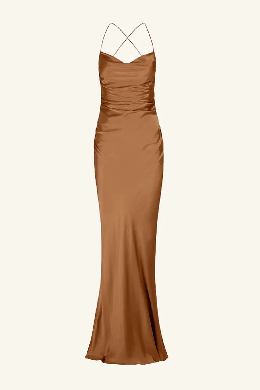 LA LUNE LACE BACK MAXI DRESS - ALMOND