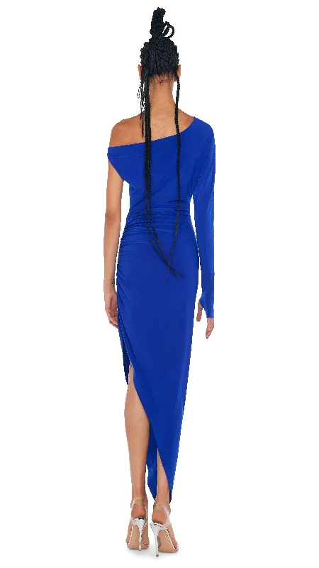 ONE SLEEVE DROP SHOULDER GOWN