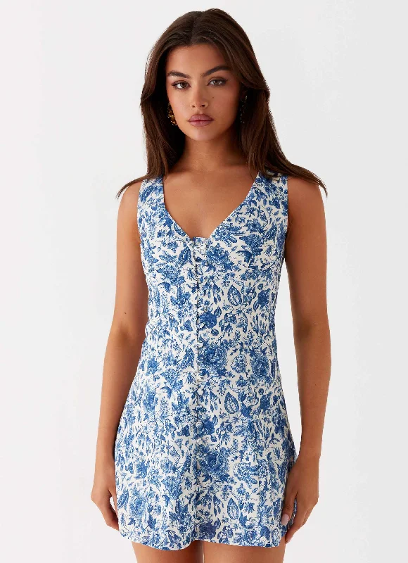 Paisley Road Mini Dress - Blue Paisley