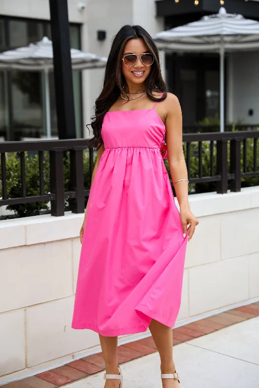 FINAL SALE - Sent To Charm Fuchsia Midi Dress