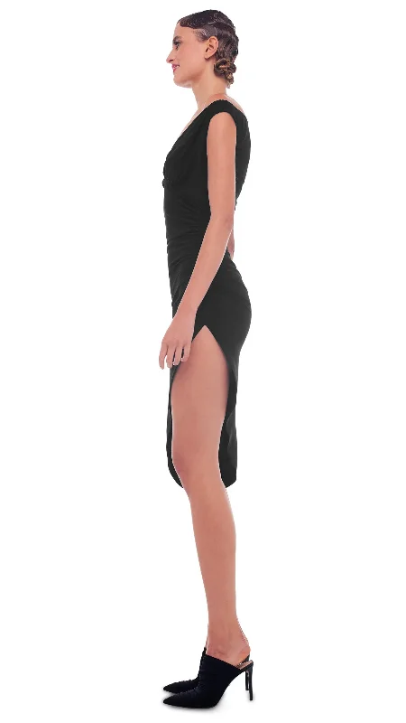 TARA SIDE DRAPE DRESS