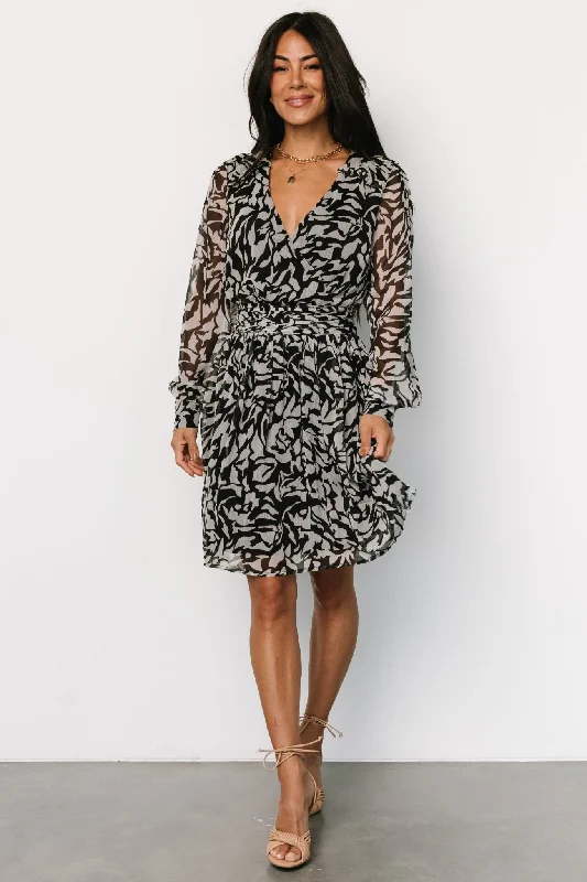 Anne Short Dress | Black Print