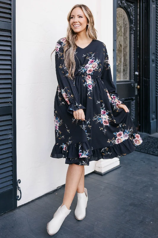 Beautifully Blooming Dress, Black