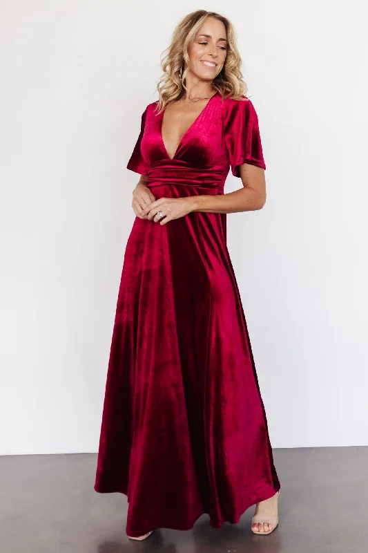 Berenice Velvet Maxi Dress | Wine