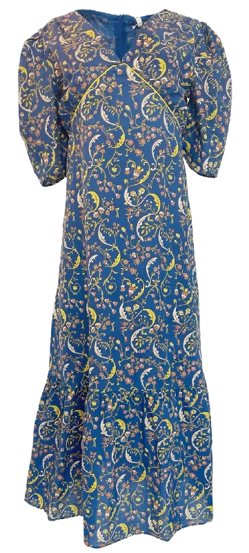 Brielle Midi Dress in Royal Yellow Paisley