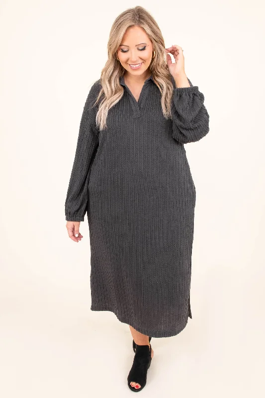 Chill Angel Dress, Charcoal