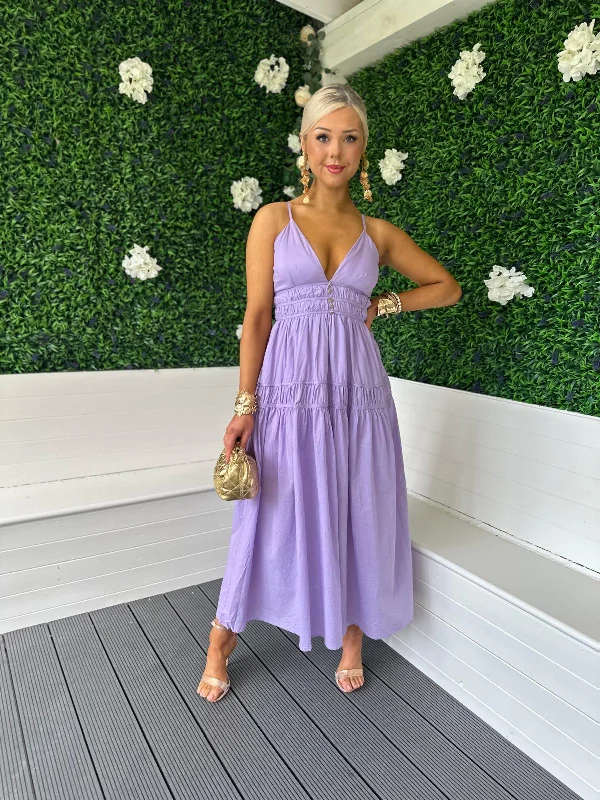 Emelie Banded Midi Dress Lilac