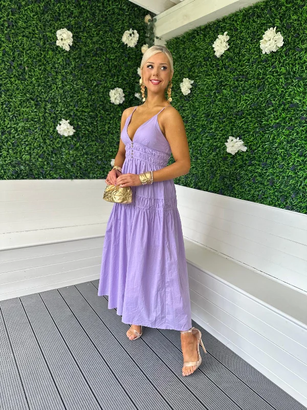 Emelie Banded Midi Dress Lilac