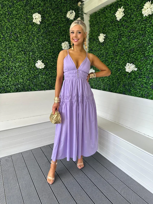 Emelie Banded Midi Dress Lilac