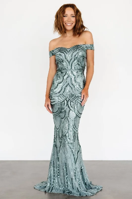 Empress Sequin Gown | Eucalyptus