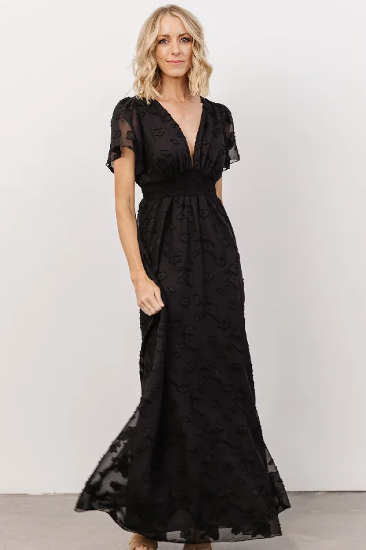 Evelyn Smocked Maxi Dress | Black