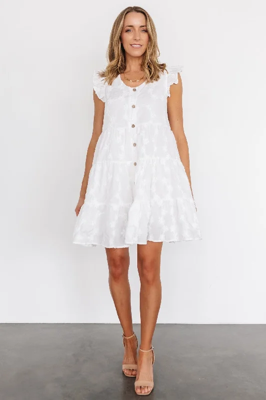 Kayla Button Up Short Dress | Off White