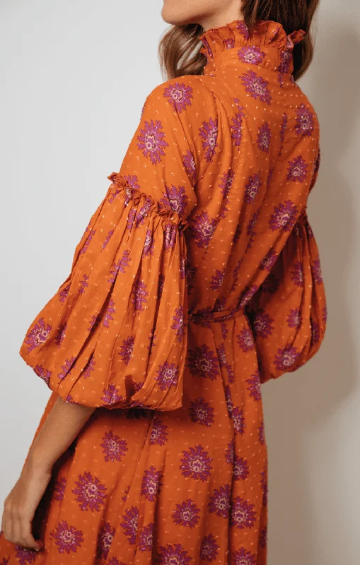 Agatha Mini Dress in Flower Orange