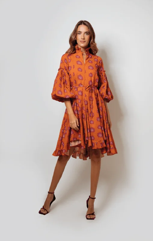 Agatha Mini Dress in Flower Orange