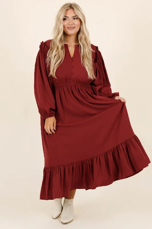 Memorize Today Dress, Burgundy