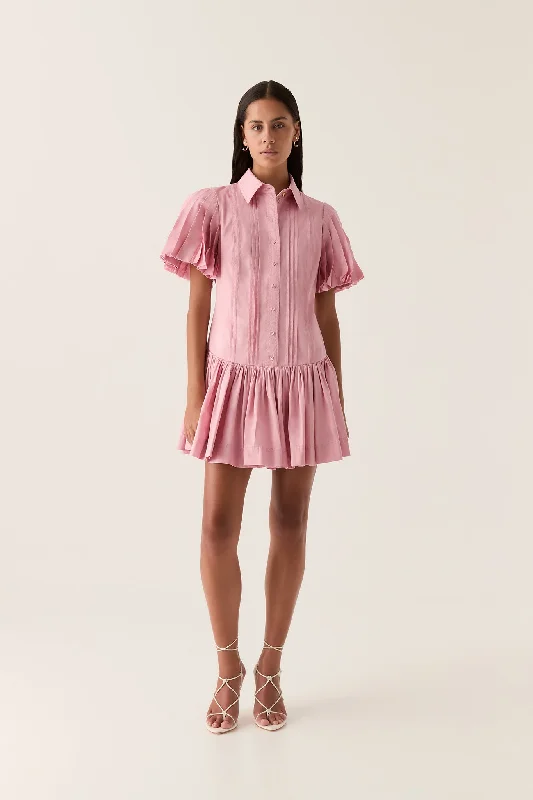 Mythos Pintucked Mini Dress