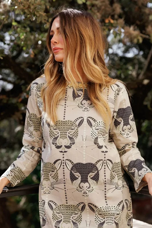 Blair Dress in Latte Jungle Cat