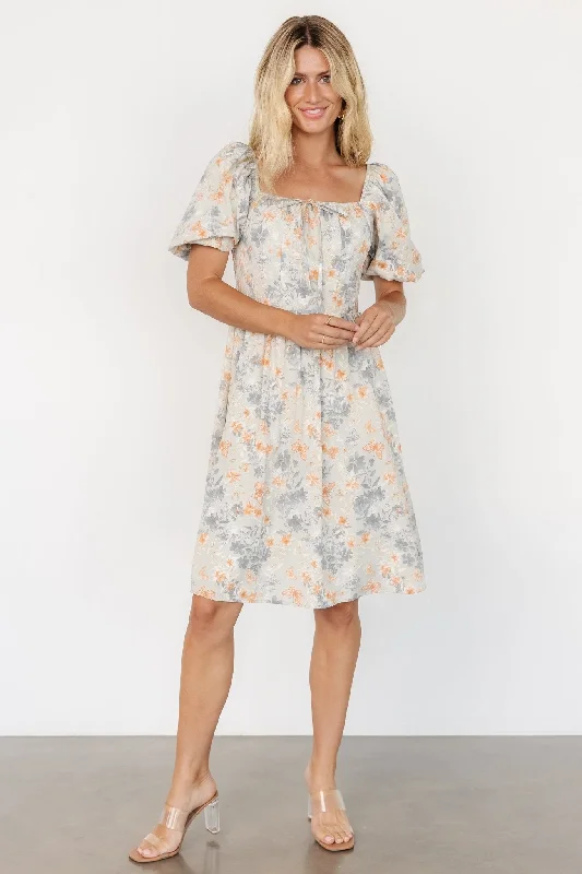 Sonnet Short Dress | Dusty Blue Print