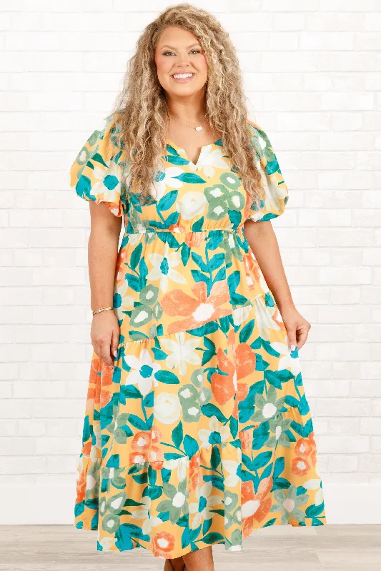 Summer Sunrise Dress, Apricot Mix