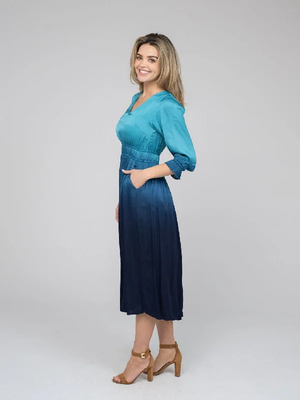 The Marie Midi Dress | Blue Ombre