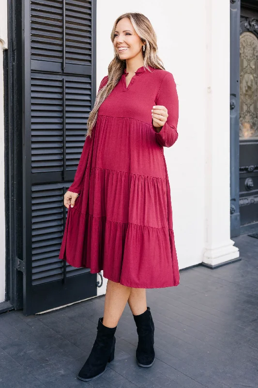 Westward Feelings Dress, Burgundy