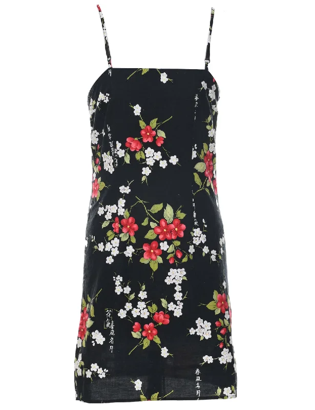 Floral Print Mini Dress - M