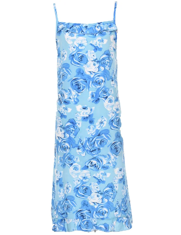 Floral Print Sleeveless Dress - M