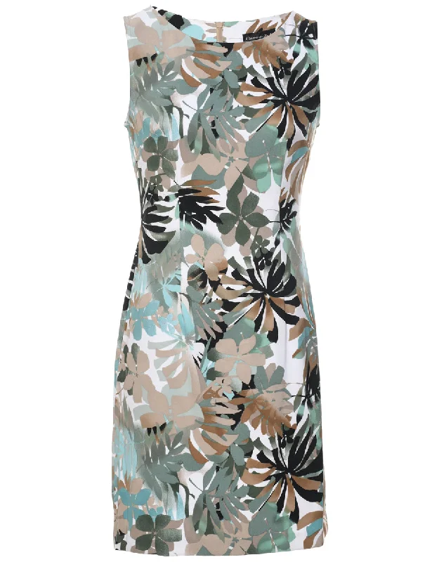 Floral Print Sleeveless Dress - M