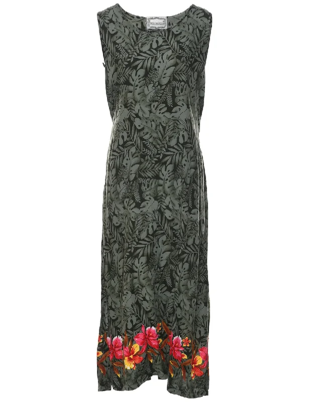 Leafy Print Dress - L