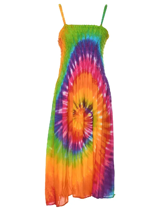 Smocked Tie-dye Effect Dress - XS