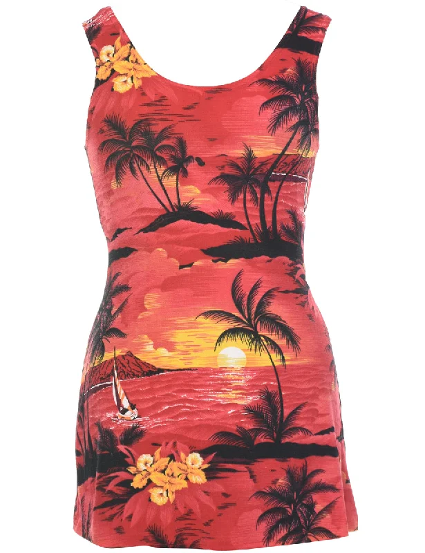 Tropical Print Mini Dress - XS