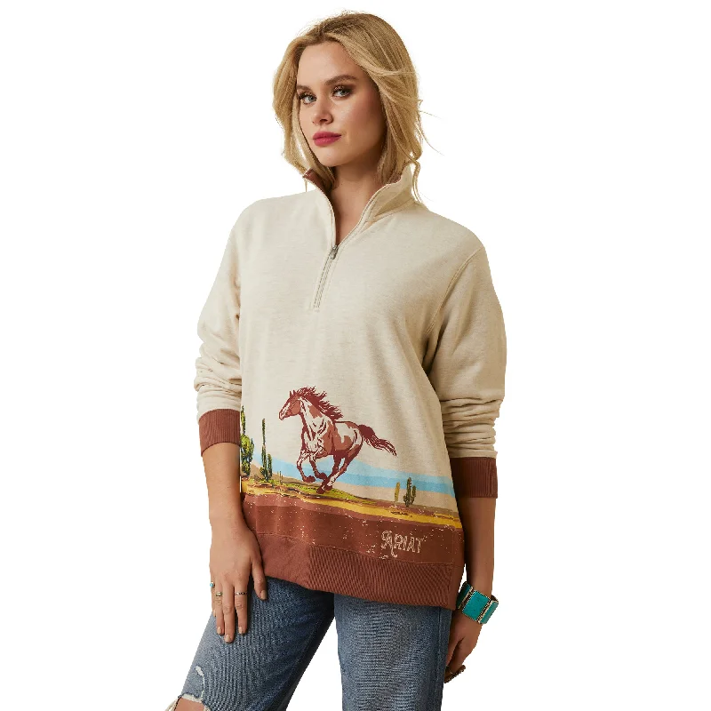 10046255 Ariat Women's Wild Horse Sweatshirt Oatmeal Heather