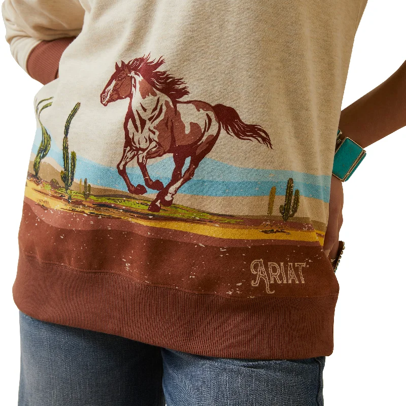 10046255 Ariat Women's Wild Horse Sweatshirt Oatmeal Heather