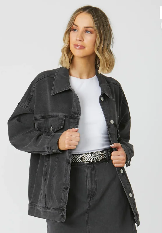 16451JWSS Abbey Women's Charcoal Denim Jacket