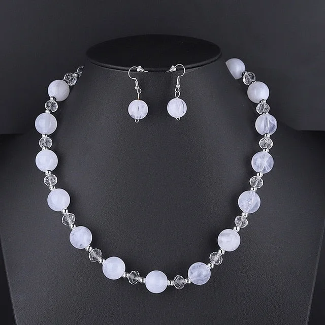 2019 New Wedding Jewelry Sets for Charming Women Dresses Dating Accessories Geometric Statement Necklace Earrings Sets Gifts