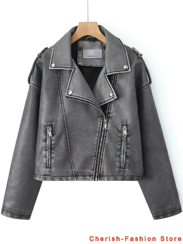 Women's Washed Leather Jacket