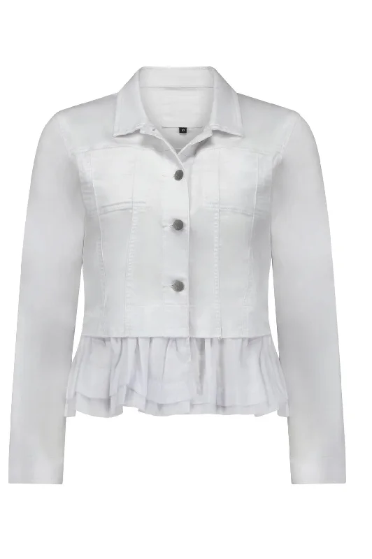 2091 - Jacket with Frill Hem White