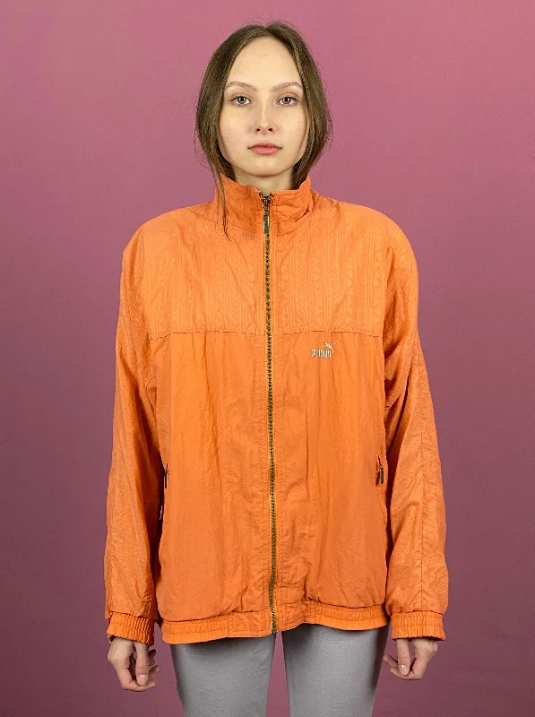 80s Puma Vintage Women's Windbreaker Jacket - M Orange Nylon