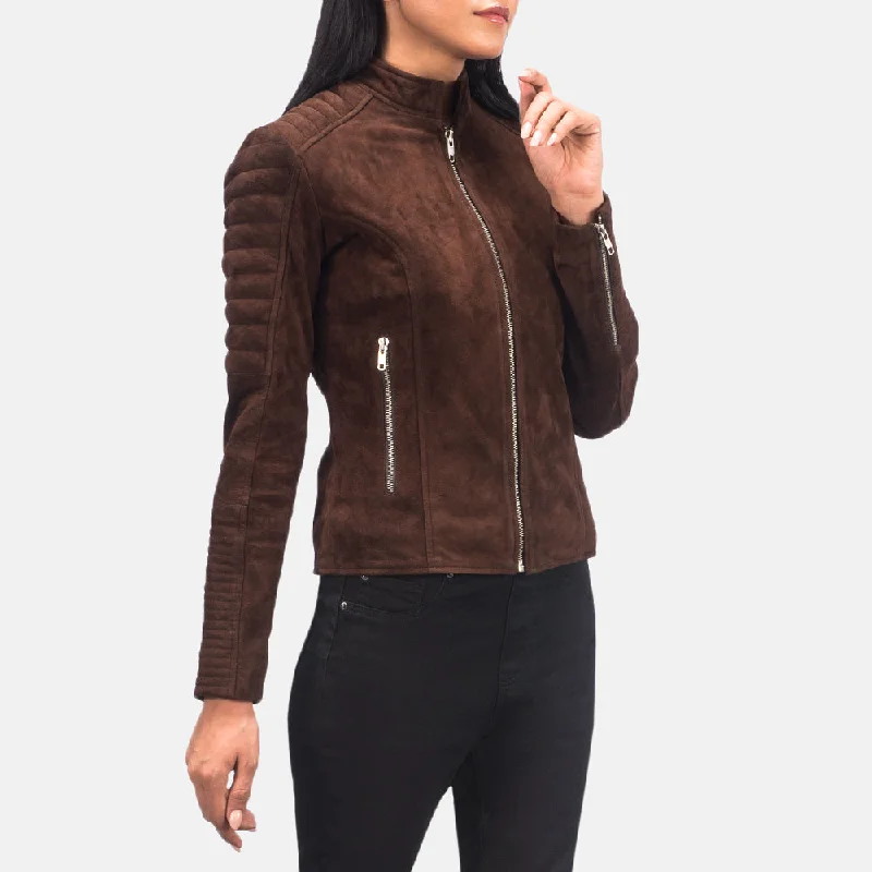 Adalyn Quilted Mocha Suede Biker Jacket